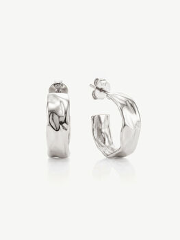 Gold Or Silver Small Textured Hoop Earrings, 2 of 5