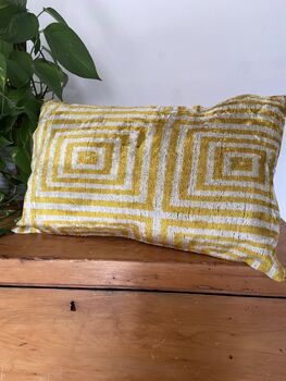 Velvet Mustard Yellow And Beige Cushion Cover, 2 of 8