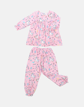 Girls Pink Unicorn / Magical Pony Cotton Pyjama Set, 5 of 8