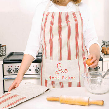 Personalised Cotton Stripe Star Baker Apron, 3 of 9