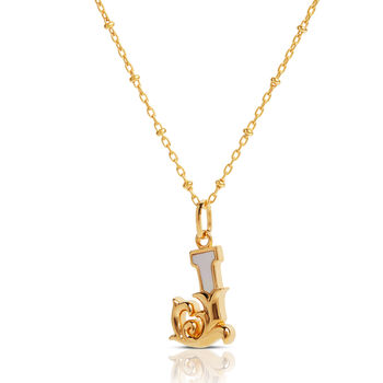 Gold Plated J Initial Necklace With Mother Of Pearl, 2 of 6