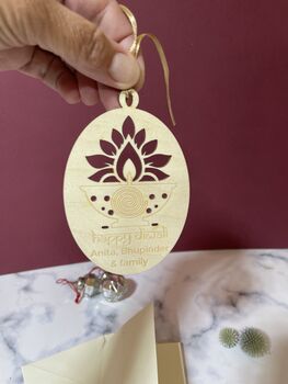 Personalised Wooden Diwali Gift Card, 5 of 9