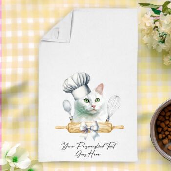 Personalised Cat In Chef Hat Gift Tea Towel, 9 of 12