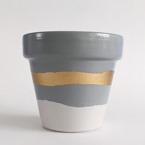 Grey And Gold Plant Pot / Planter / Grey By Southside Atelier