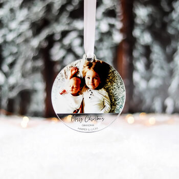 Family Photo Personalised Christmas Tree Ornament, 8 of 9