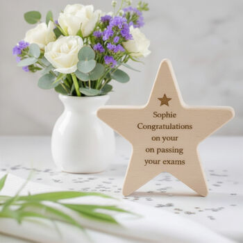 Exam Congratulations Gift Personalised Wooden Star, 2 of 2
