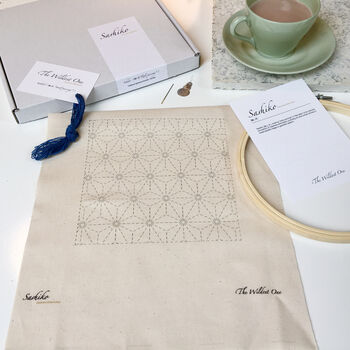 Sashiko Japanese Embroidery Kit. Craft Kit For Adults, 3 of 8