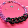 Chunky Bold Black Acrylic Link Statement Necklace, thumbnail 2 of 6