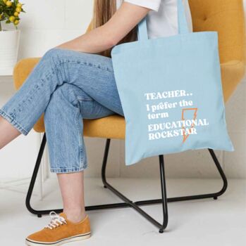 Teacher 'Educational Rockstar' Tote Shopping Bag, 9 of 11