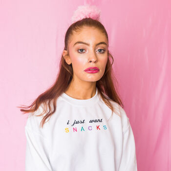 I Just Want Snacks Embroidered Sweatshirt, 6 of 11