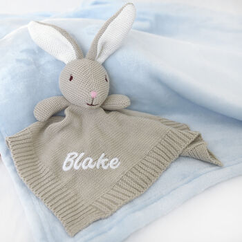 Personalised Knitted Bunny Comforter, 3 of 9