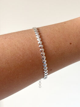 Sterling Silver Interlinked Heart Bracelet, 6 of 7