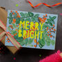 Merry Bright Neon Floral Papercut Christmas Card, thumbnail 3 of 5