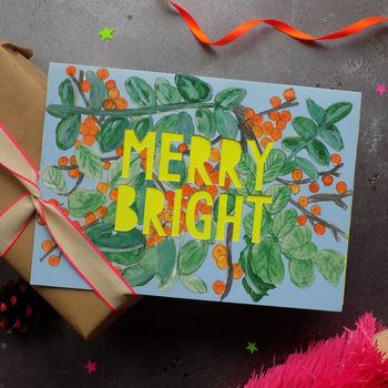Merry Bright Neon Floral Papercut Christmas Card, 3 of 5
