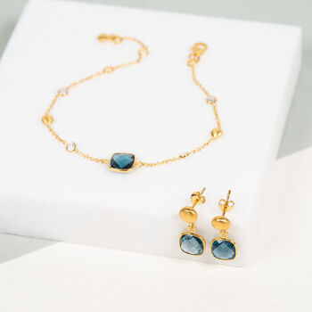 Iseo Gemstone And Brushed Gold Plated Earrings, 12 of 12