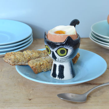 Black And White Cat Egg Cup, 3 of 4