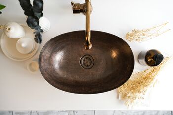 Verdigris Green Patina Solid Copper Sink – Handmade Vessel Basin For Kitchen And Bathroom, 8 of 12