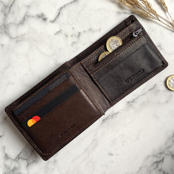 Rfid Secure Men's Brown Leather Wallet, 2 of 4