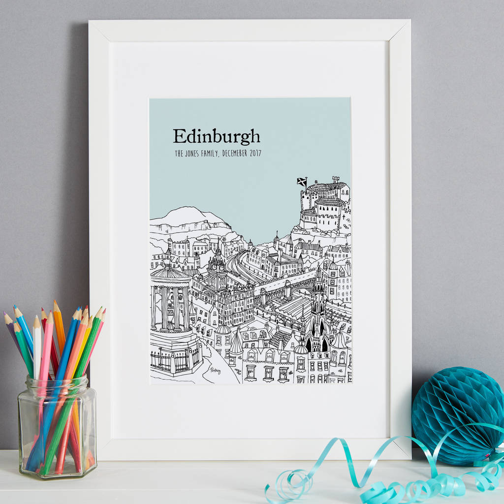 personalised edinburgh print by tessa galloway illustration