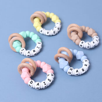 Personalised Rattle Silicone And Wood, 12 of 12