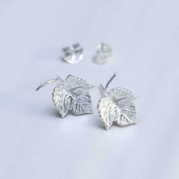 Sterling Silver Ivy Leaf Stud Earrings, 3 of 8