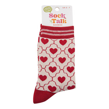 Red Love Hearts Bamboo Ankle Socks Women's, 3 of 3