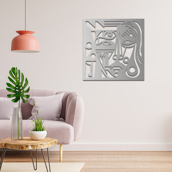 Cubist Geometric Face Wooden Art Abstract Wall Portrait, 7 of 8
