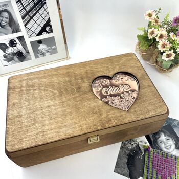 Personalised Heart Name Wooden Memory Box, 12 of 12