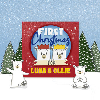 Personalised Twins First Christmas Children's Book, 2 of 11