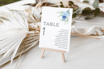 Wedding Seating Plan Cards Blue Floral, 2 of 6