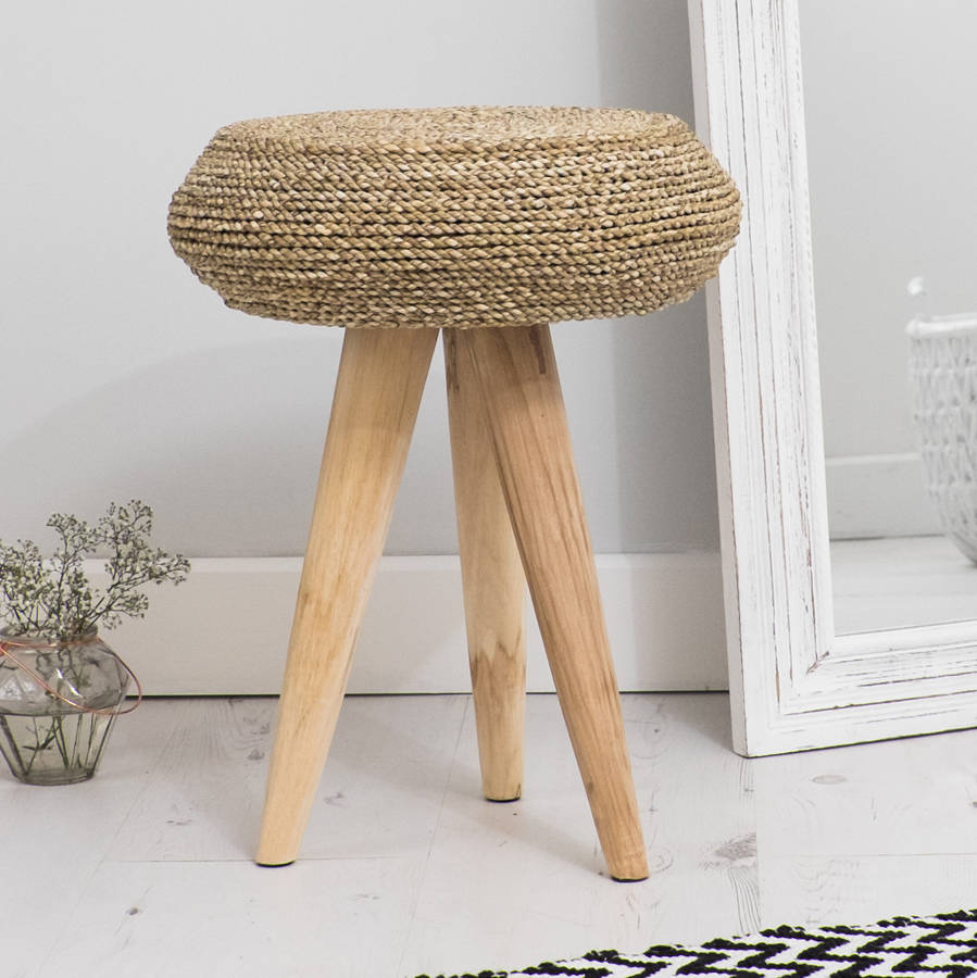 Seagrass Wicker Stool, 1 of 4