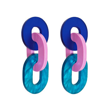 Blue Purple Chain Link Earrings, 2 of 4