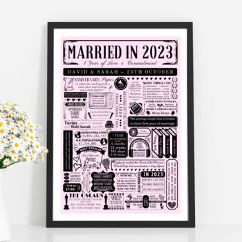 Personalised 1st Paper Wedding Anniversary Poster Gift, 3 of 9