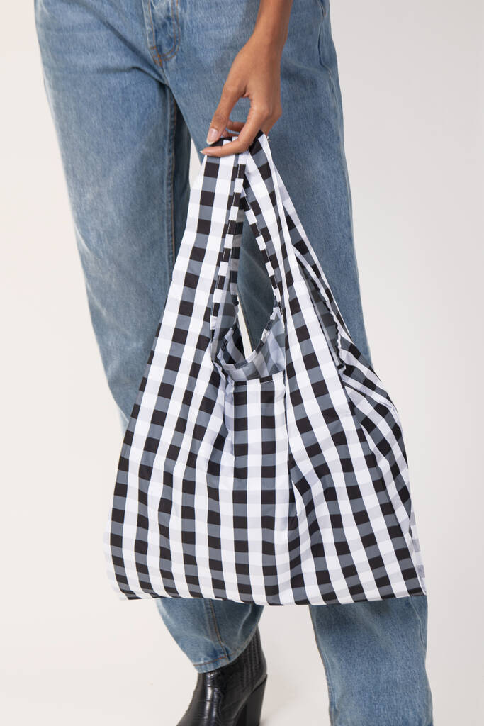 Gingham 100 Recycled Plastic Reusable Bag By KIND BAG