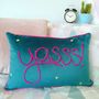 Yasss! Colourful Embroidered Cushion, thumbnail 1 of 6
