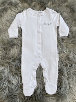 Personalised Embroidered Baby Sleepsuit, 3 of 8