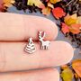 Silver Reindeer And Christmas Tree Earrings Gift, thumbnail 4 of 10