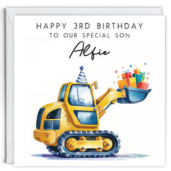 Personalised Digger Birthday Card, 3 of 3