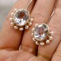 Clear Quartz, Pearl Silver Earrings, thumbnail 6 of 12