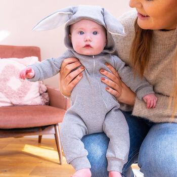 Handmade Organic Cosy Penguin Or Rabbit Baby Onesie, 2 of 12