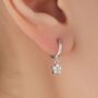 Extra Tiny Cz Flower Huggie Hoop Earrings, thumbnail 1 of 11