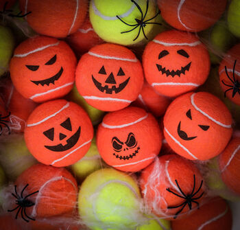 Six Spooky Pumpkin Halloween Tennis Balls, 3 of 7