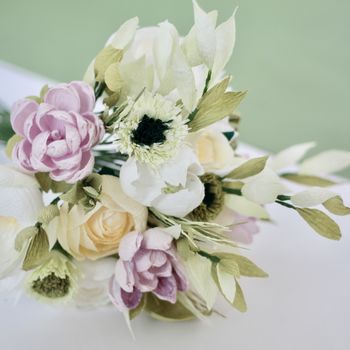 Dusky Green, Pink And Cream Bouquet, 3 of 4