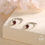 Genuine Garnet Huggie Hoop Earrings In Sterling Silver, thumbnail 2 of 12