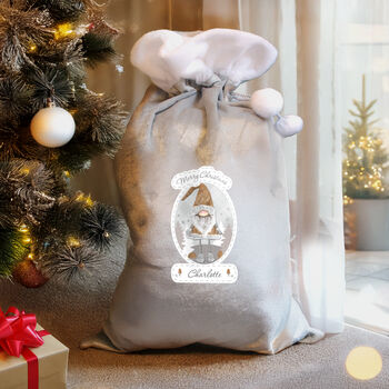 Personalised Christmas Gonk Luxury Silver Grey Sack, 3 of 3