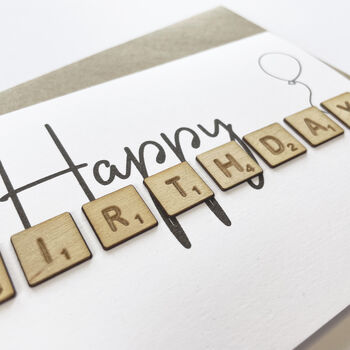 Happy Birthday Wooden Tiles Card, 2 of 2
