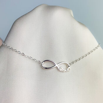 Sterling Silver Infinite Love Charm Anklet, 4 of 6