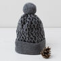 Lambswool Knitted Leopard Pom Pom Hat, thumbnail 3 of 12