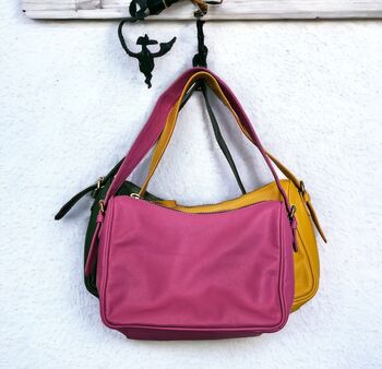 Bright Yellow Or Pink Leather Handbag, 4 of 9
