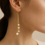 Gold Plated Sterling Silver Freshwater Pearl Long Drop Earrings, thumbnail 1 of 4